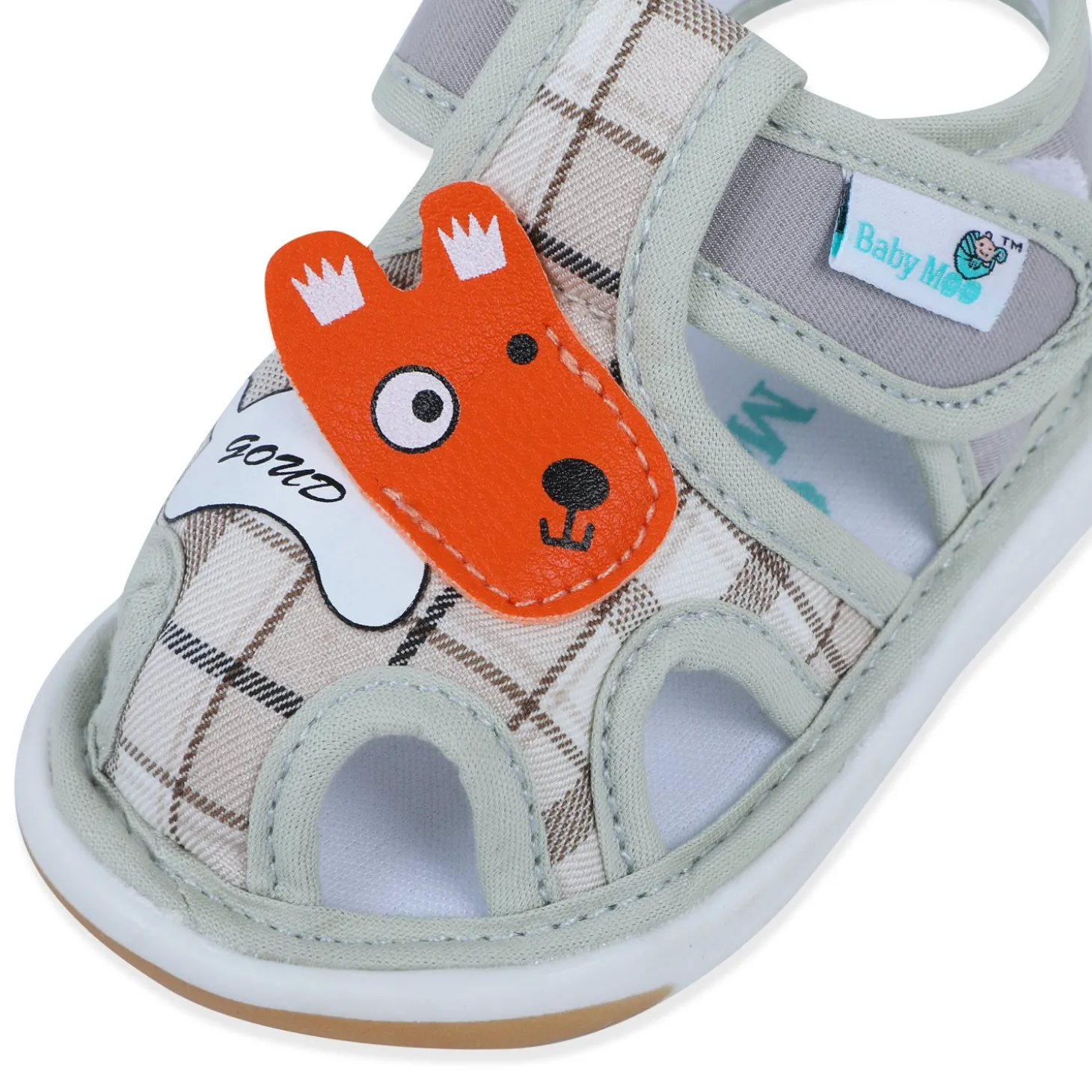 Baby Moo Cute Puppy Checked Chu-Chu Sound Breathable Anti-Skid Sandals - Multicolour