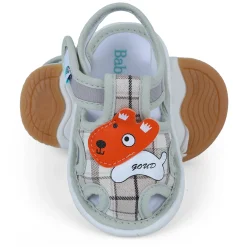 Baby Moo Cute Puppy Checked Chu-Chu Sound Breathable Anti-Skid Sandals - Multicolour