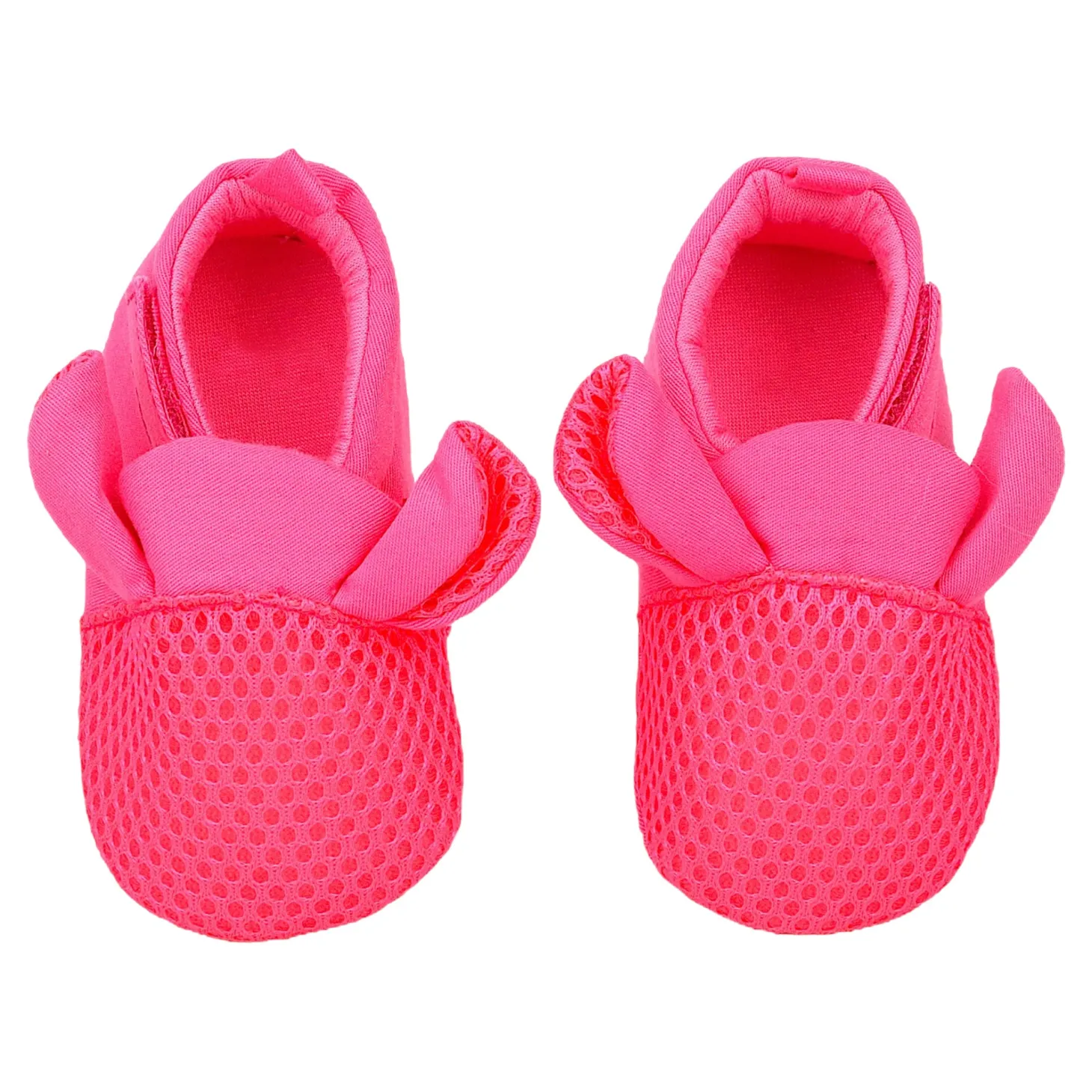 Baby Moo Cute Textured Velcro Straps Anti-Skid Booties - Pink