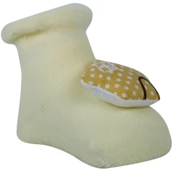 Baby Moo 3D Birdy Home Anti-Skid Socks Pack of 2 - Yellow, Cream