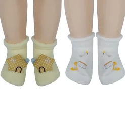 Baby Moo 3D Birdy Home Anti-Skid Socks Pack of 2 - Yellow, Cream
