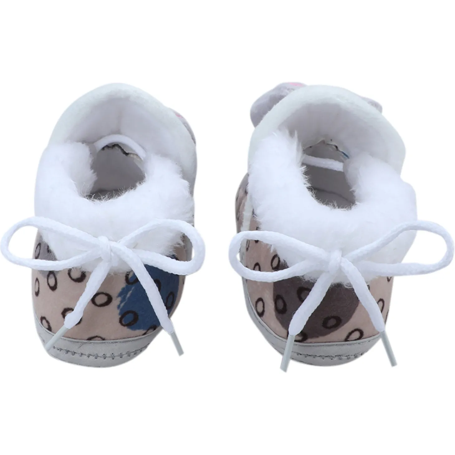 Baby Moo 3D Blushing Kitty Soft Slip-On Anti-Skid Plush Warm Booties - Beige