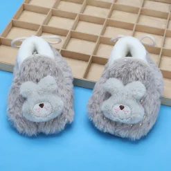 Baby Moo 3D Bunny Soft Slip-On Anti-Skid Plush Warm Booties - Grey