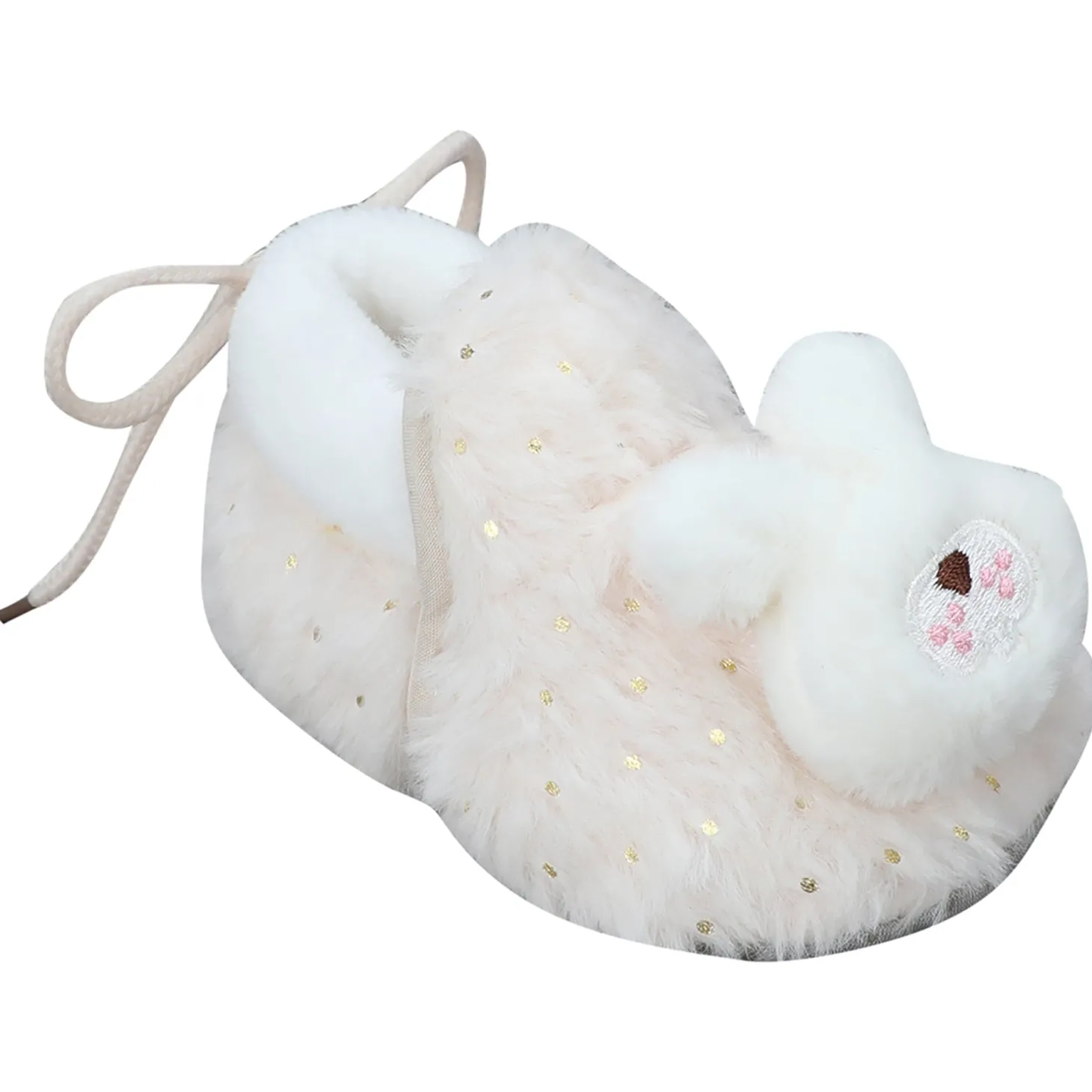 Baby Moo 3D Bunny Soft Slip-On Anti-Skid Plush Warm Booties - Cream