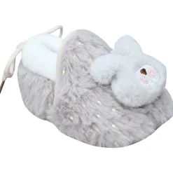Baby Moo 3D Bunny Soft Slip-On Anti-Skid Plush Warm Booties - Grey