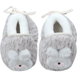 Baby Moo 3D Bunny Soft Slip-On Anti-Skid Plush Warm Booties - Grey