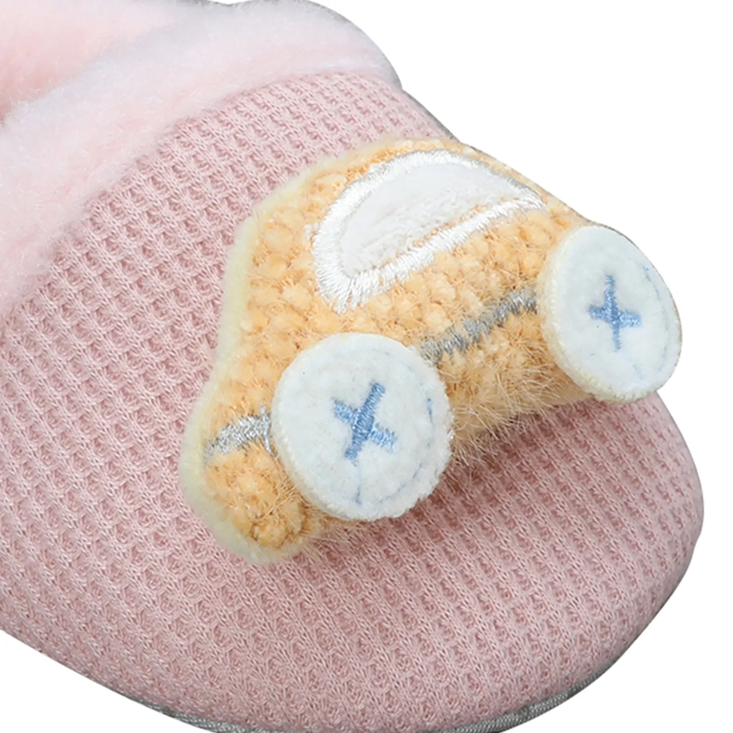 Baby Moo 3D Car Soft Slip-On Anti-Skid Plush Warm Booties - Peach