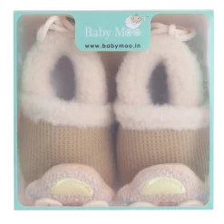 Baby Moo 3D Car Soft Slip-On Anti-Skid Plush Warm Booties - Brown