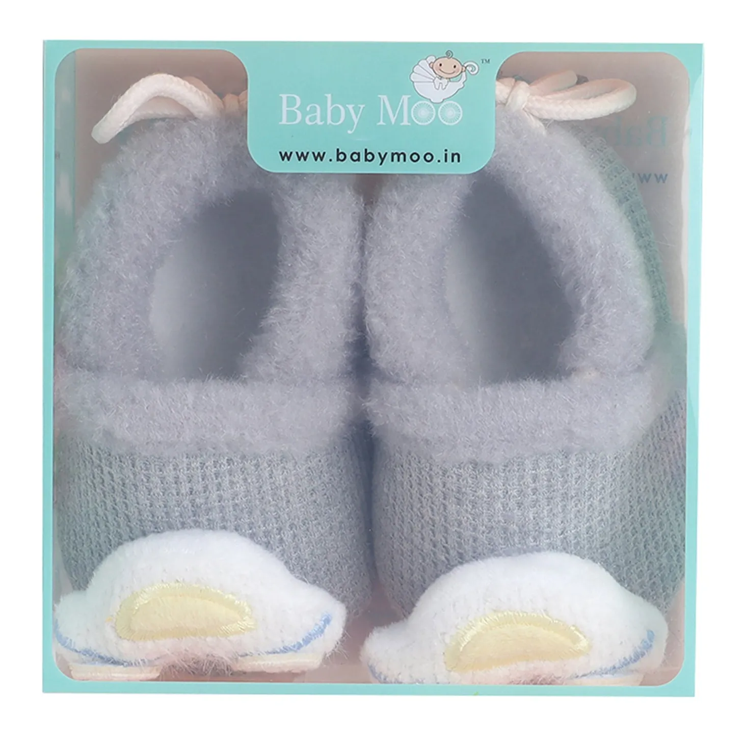 Baby Moo 3D Car Soft Slip-On Anti-Skid Plush Warm Booties - Grey