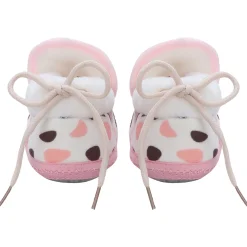 Baby Moo 3D Cow Abstract Spots Soft Slip-On Anti-Skid Plush Warm Booties - Pink