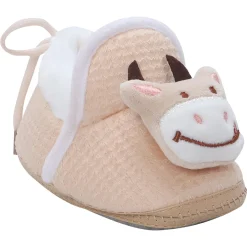 Baby Moo 3D Cow Soft Slip-On Anti-Skid Plush Warm Booties - Beige