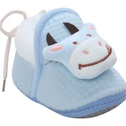 Baby Moo 3D Cow Soft Slip-On Anti-Skid Plush Warm Booties - Blue