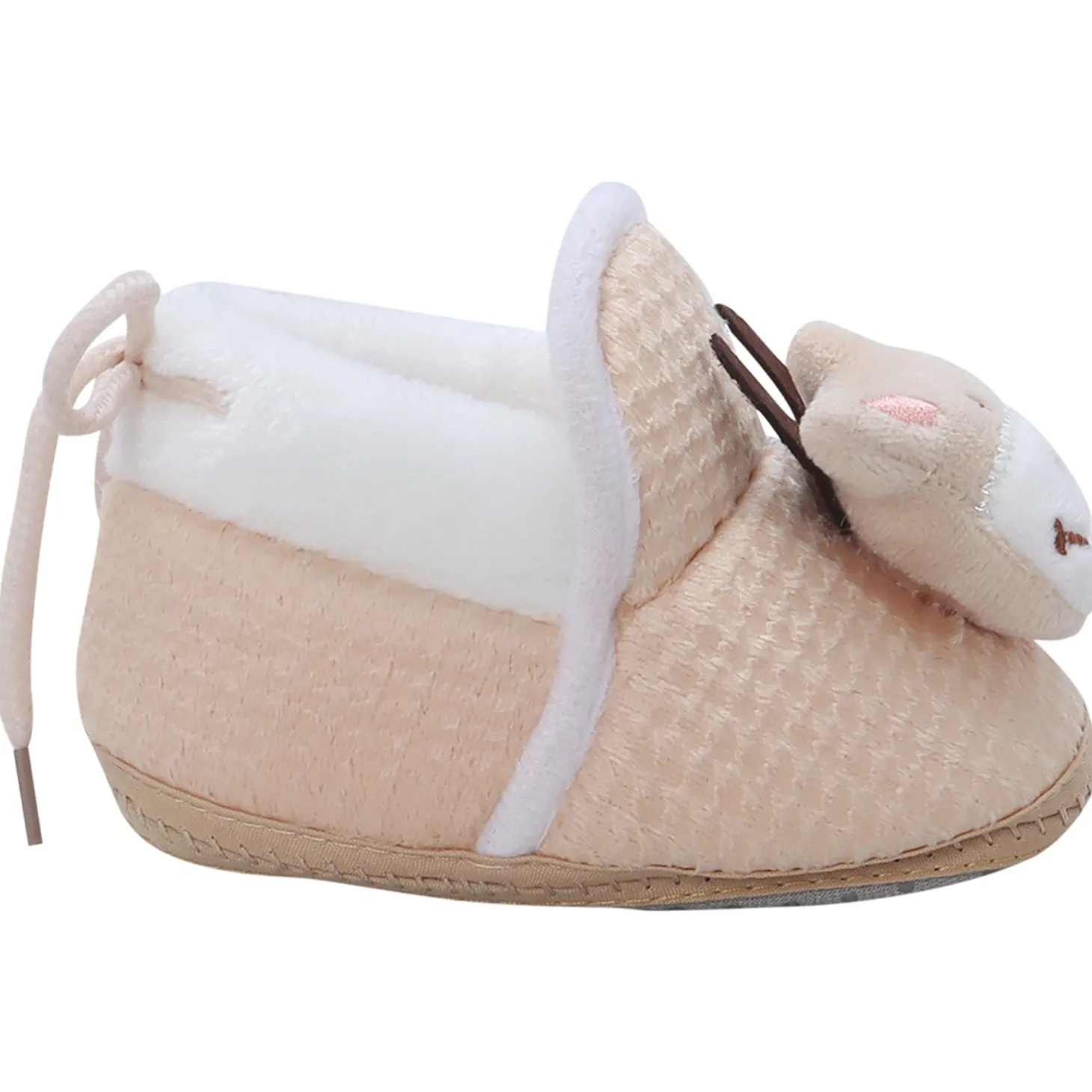 Baby Moo 3D Cow Soft Slip-On Anti-Skid Plush Warm Booties - Beige
