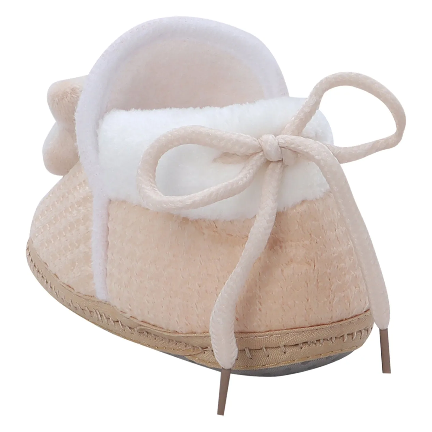Baby Moo 3D Cow Soft Slip-On Anti-Skid Plush Warm Booties - Beige