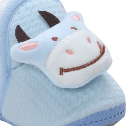Baby Moo 3D Cow Soft Slip-On Anti-Skid Plush Warm Booties - Blue