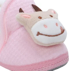 Baby Moo 3D Cow Soft Slip-On Anti-Skid Plush Warm Booties - Pink