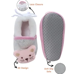Baby Moo 3D Cute Kitty Soft Slip-On Anti-Skid Plush Warm Booties - Pink