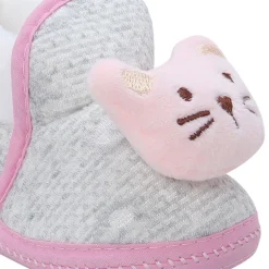 Baby Moo 3D Cute Kitty Soft Slip-On Anti-Skid Plush Warm Booties - Pink