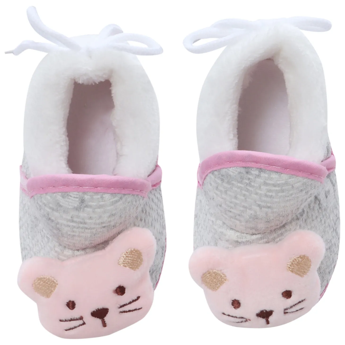 Baby Moo 3D Cute Kitty Soft Slip-On Anti-Skid Plush Warm Booties - Pink