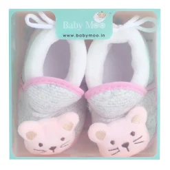 Baby Moo 3D Cute Kitty Soft Slip-On Anti-Skid Plush Warm Booties - Pink