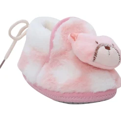 Baby Moo 3D Dear Bear Soft Slip-On Anti-Skid Plush Warm Booties - Pink