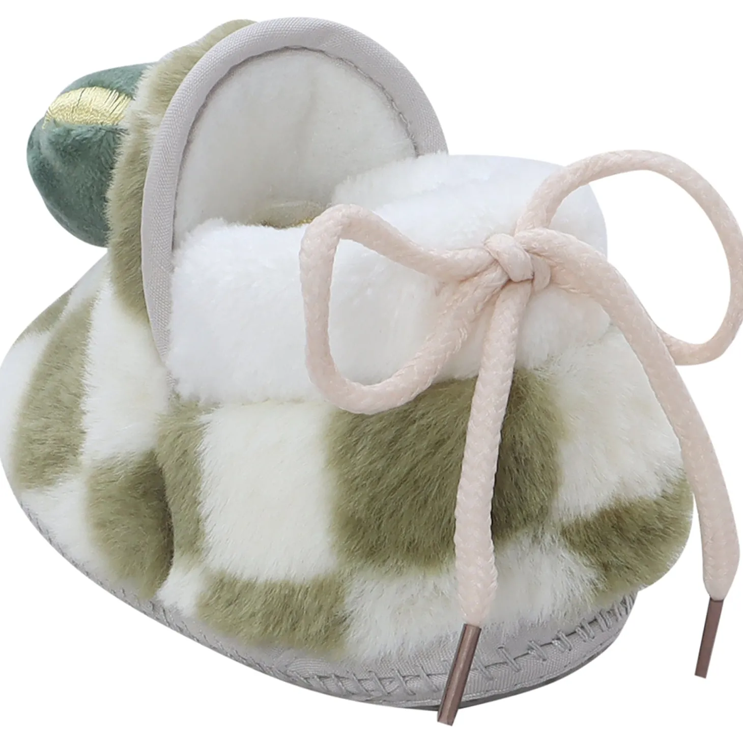 Baby Moo 3D Dear Bear Soft Slip-On Anti-Skid Plush Warm Booties - Green
