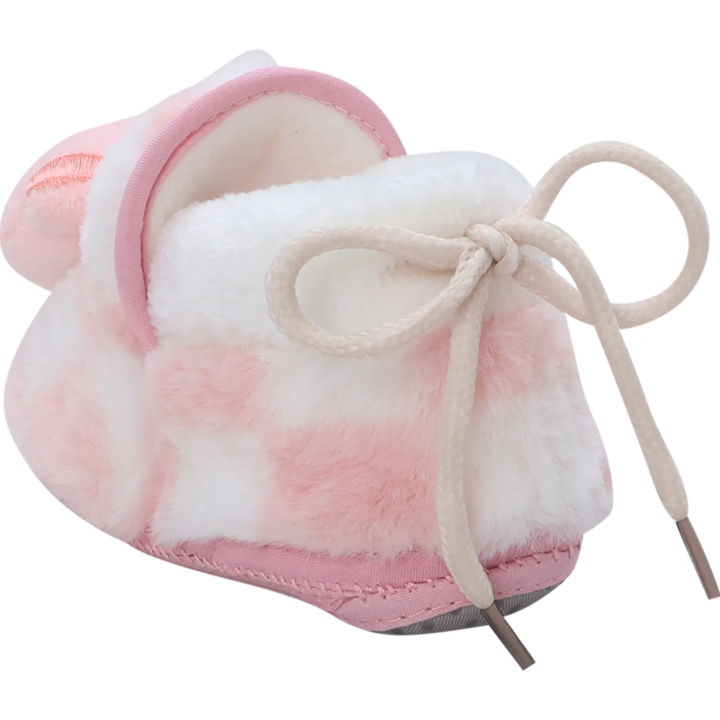 Baby Moo 3D Dear Bear Soft Slip-On Anti-Skid Plush Warm Booties - Pink