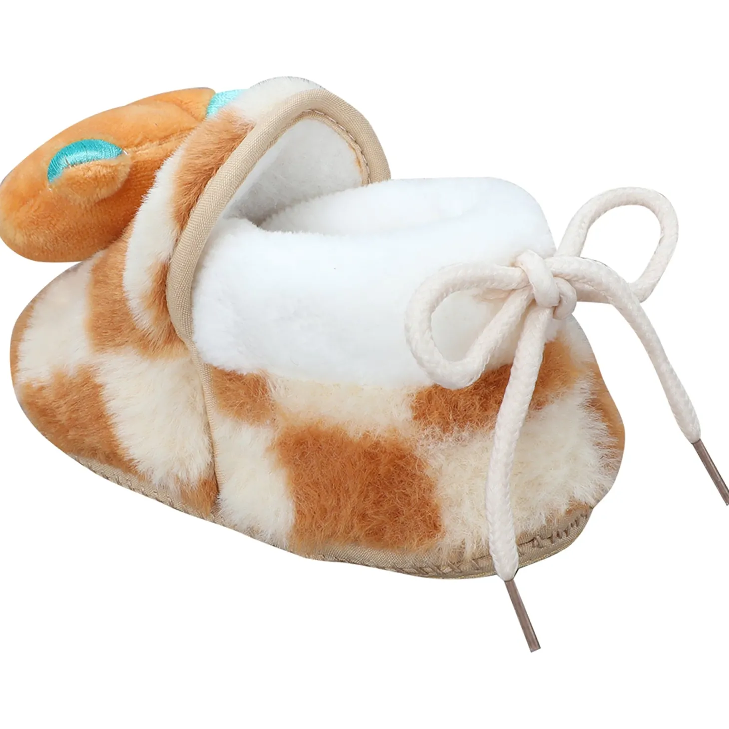 Baby Moo 3D Dear Bear Soft Slip-On Anti-Skid Plush Warm Booties - Brown