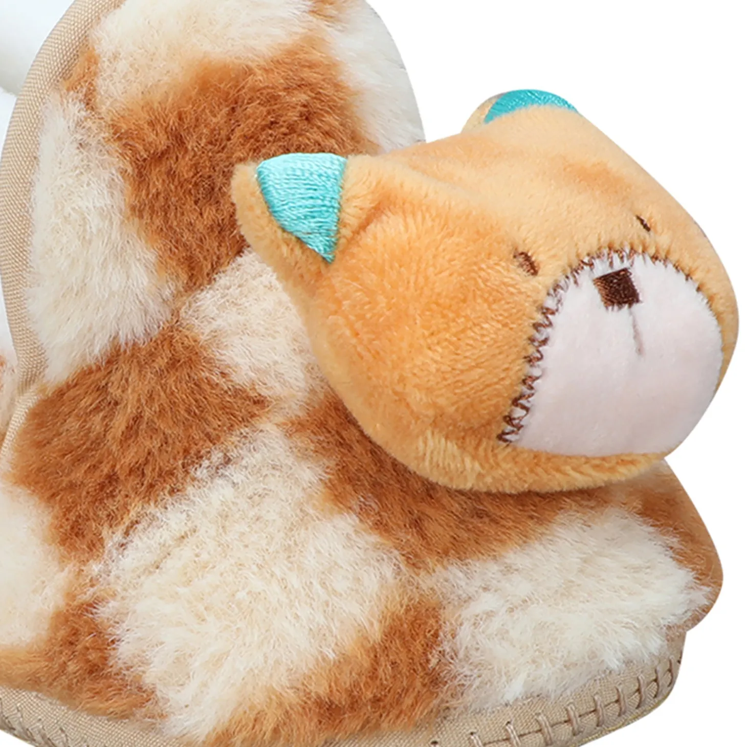 Baby Moo 3D Dear Bear Soft Slip-On Anti-Skid Plush Warm Booties - Brown