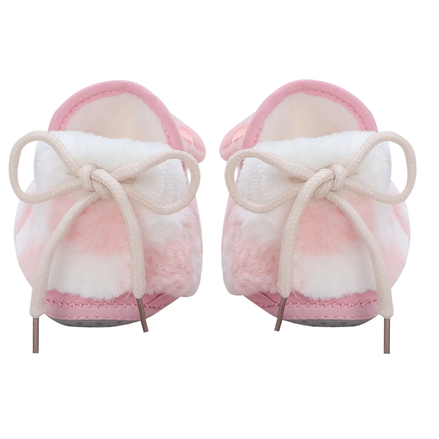Baby Moo 3D Dear Bear Soft Slip-On Anti-Skid Plush Warm Booties - Pink