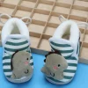 Baby Moo 3D Dino Striped Soft Slip-On Anti-Skid Plush Warm Booties - Green