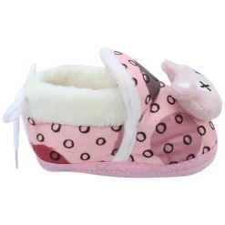 Baby Moo 3D Dizzy Cat Soft Slip-On Anti-Skid Plush Warm Booties - Peach