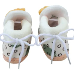 Baby Moo 3D Dizzy Cat Soft Slip-On Anti-Skid Plush Warm Booties - Beige