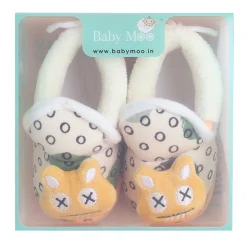 Baby Moo 3D Dizzy Cat Soft Slip-On Anti-Skid Plush Warm Booties - Beige
