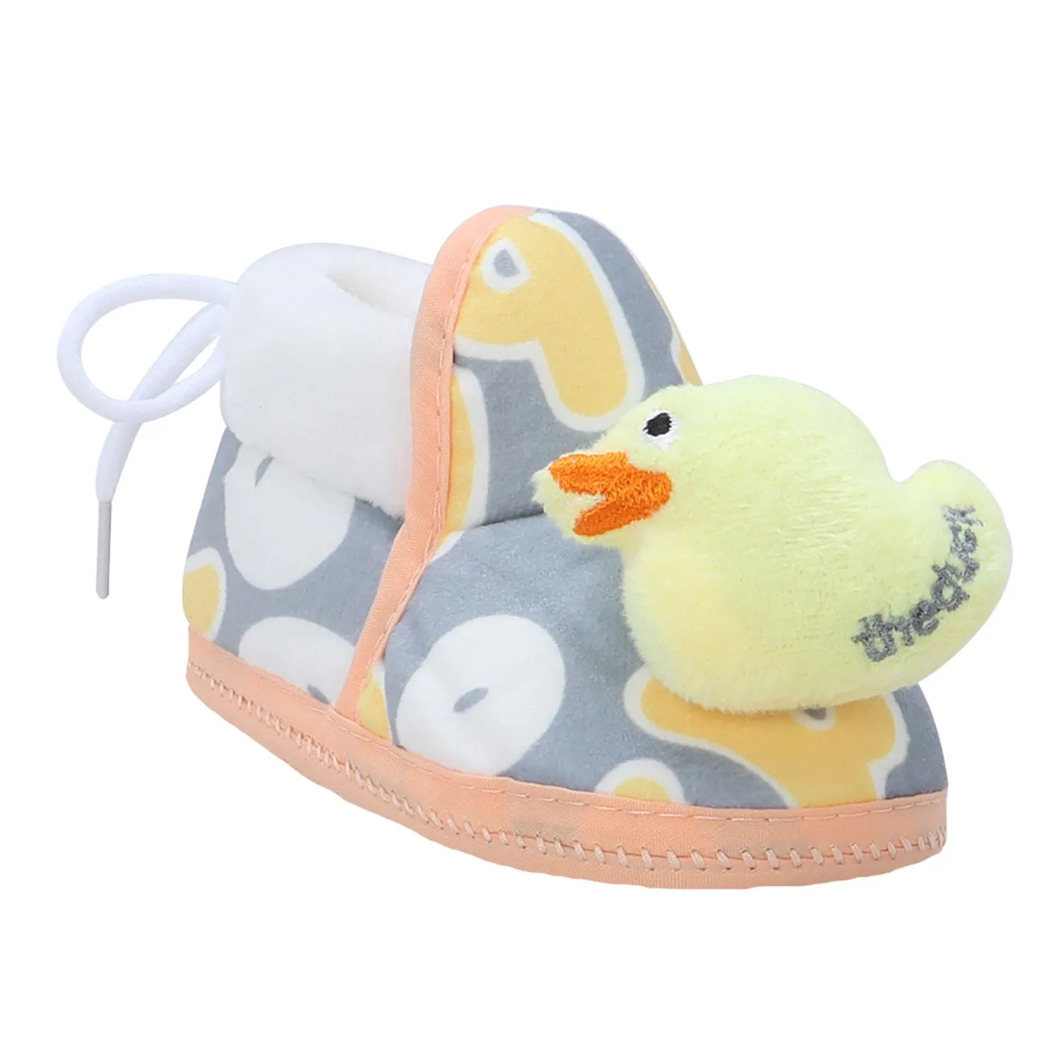 Baby Moo 3D Ducky Duck Soft Slip-On Anti-Skid Plush Warm Booties - Yellow