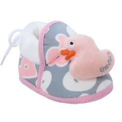 Baby Moo 3D Ducky Duck Soft Slip-On Anti-Skid Plush Warm Booties - Peach