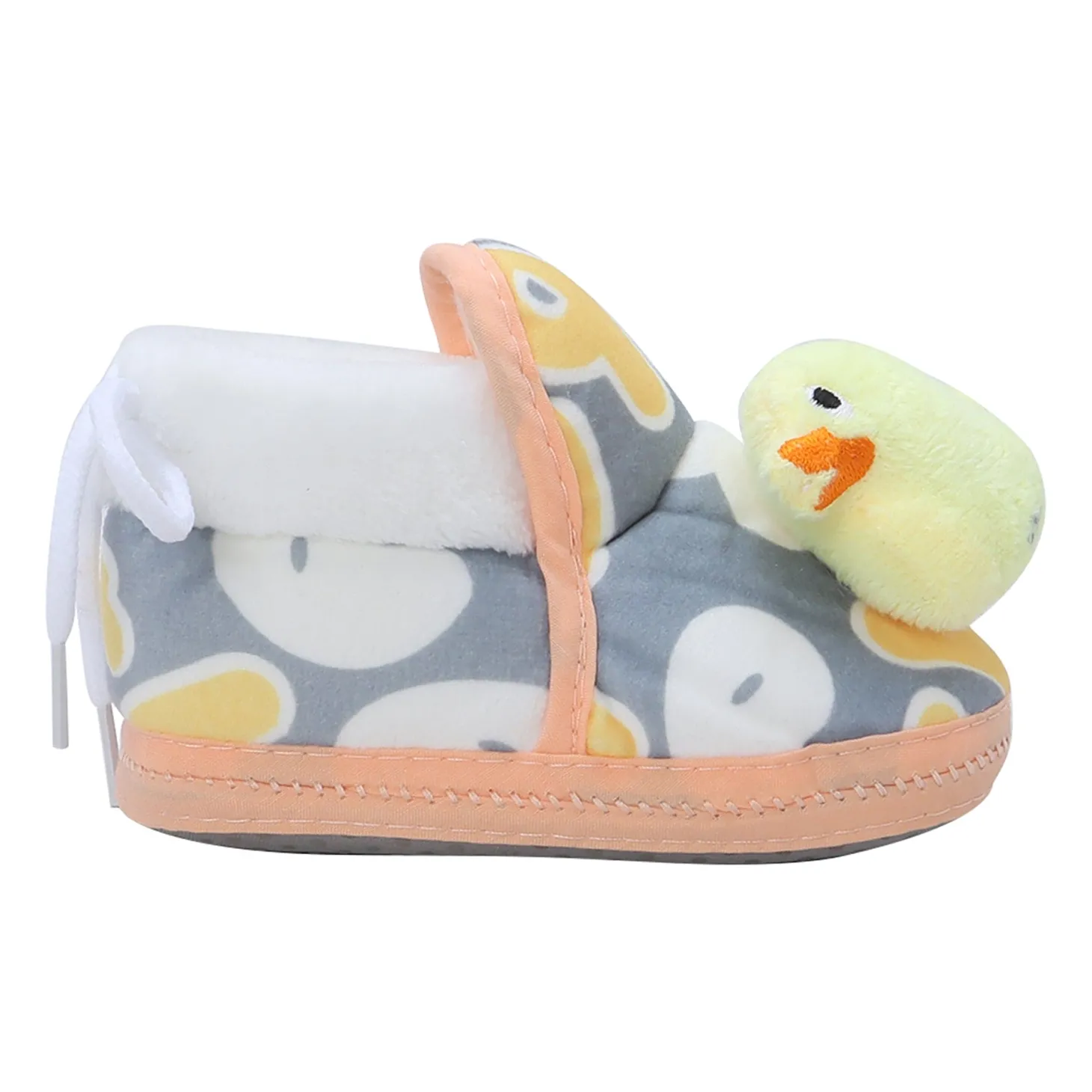 Baby Moo 3D Ducky Duck Soft Slip-On Anti-Skid Plush Warm Booties - Yellow