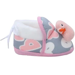 Baby Moo 3D Ducky Duck Soft Slip-On Anti-Skid Plush Warm Booties - Peach