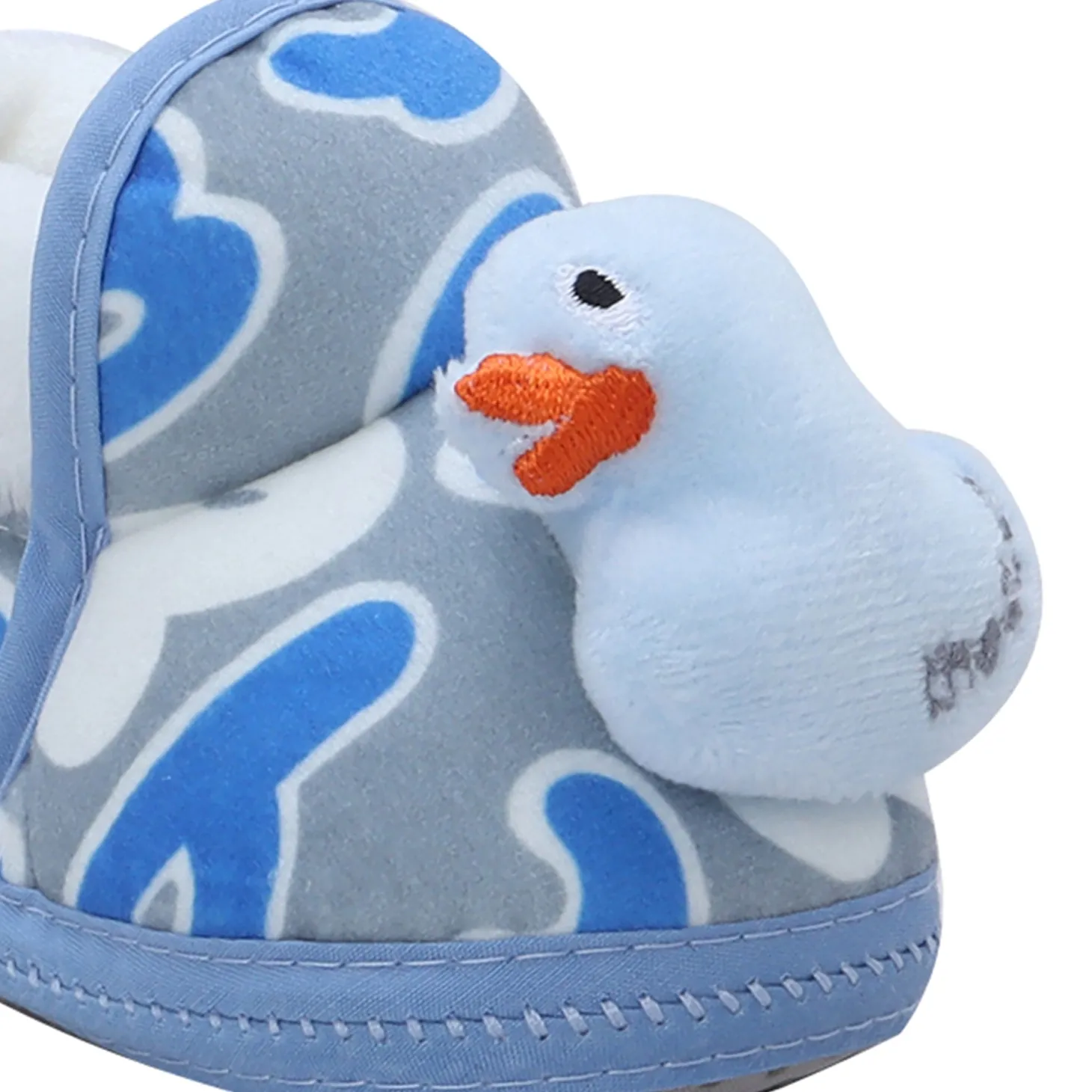 Baby Moo 3D Ducky Duck Soft Slip-On Anti-Skid Plush Warm Booties - Blue
