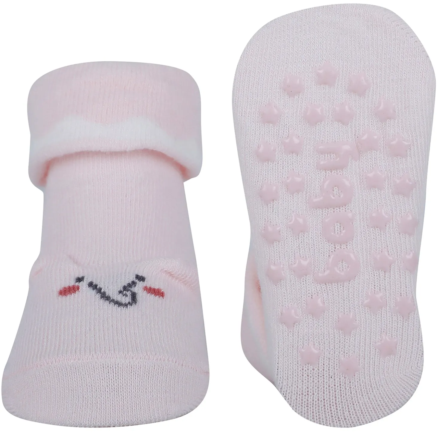 Baby Moo 3D Elephant Anti-Skid Socks Booties Pack of 3 - Pink, Multicolour