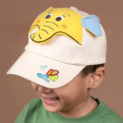 Baby Moo 3D Elephant Cartoon Character Cap - Beige, Yellow