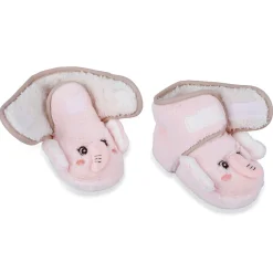 Baby Moo 3D Elephant Cozy Soft Velcro Furry Booties - Pink