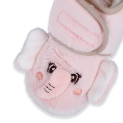 Baby Moo 3D Elephant Cozy Soft Velcro Furry Booties - Pink