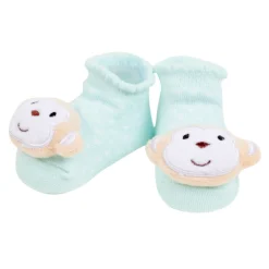 Baby Moo 3D Elephant Monkey Cotton Ankle Length Fancy Infant Gift Set of 2 Socks Booties - Turquoise, Pink