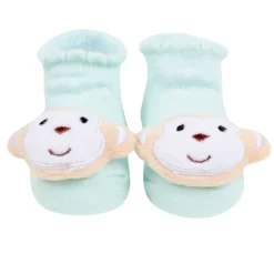Baby Moo 3D Elephant Monkey Cotton Ankle Length Fancy Infant Gift Set of 2 Socks Booties - Turquoise, Pink