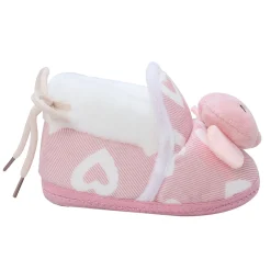 Baby Moo 3D Elephant Soft Slip-On Anti-Skid Plush Warm Booties - Pink