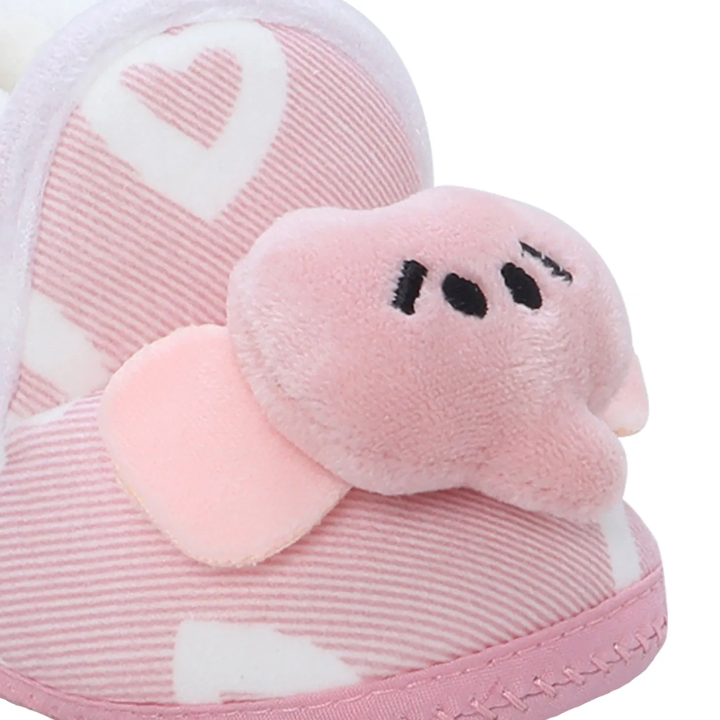 Baby Moo 3D Elephant Soft Slip-On Anti-Skid Plush Warm Booties - Pink