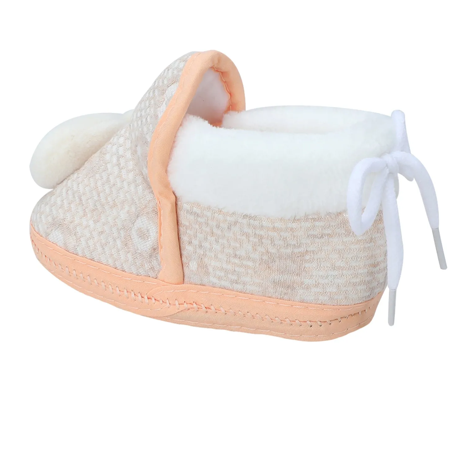Baby Moo 3D Fish Soft Slip-On Anti-Skid Plush Warm Booties - Beige