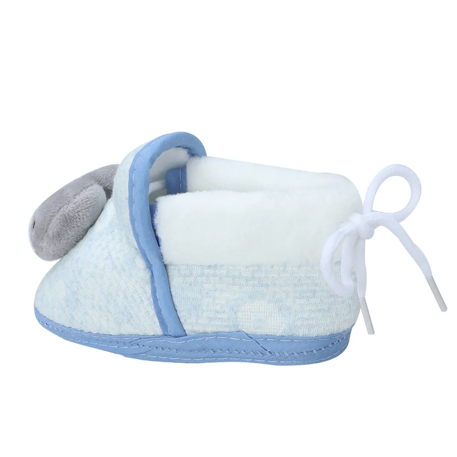 Baby Moo 3D Fish Soft Slip-On Anti-Skid Plush Warm Booties - Blue, Grey