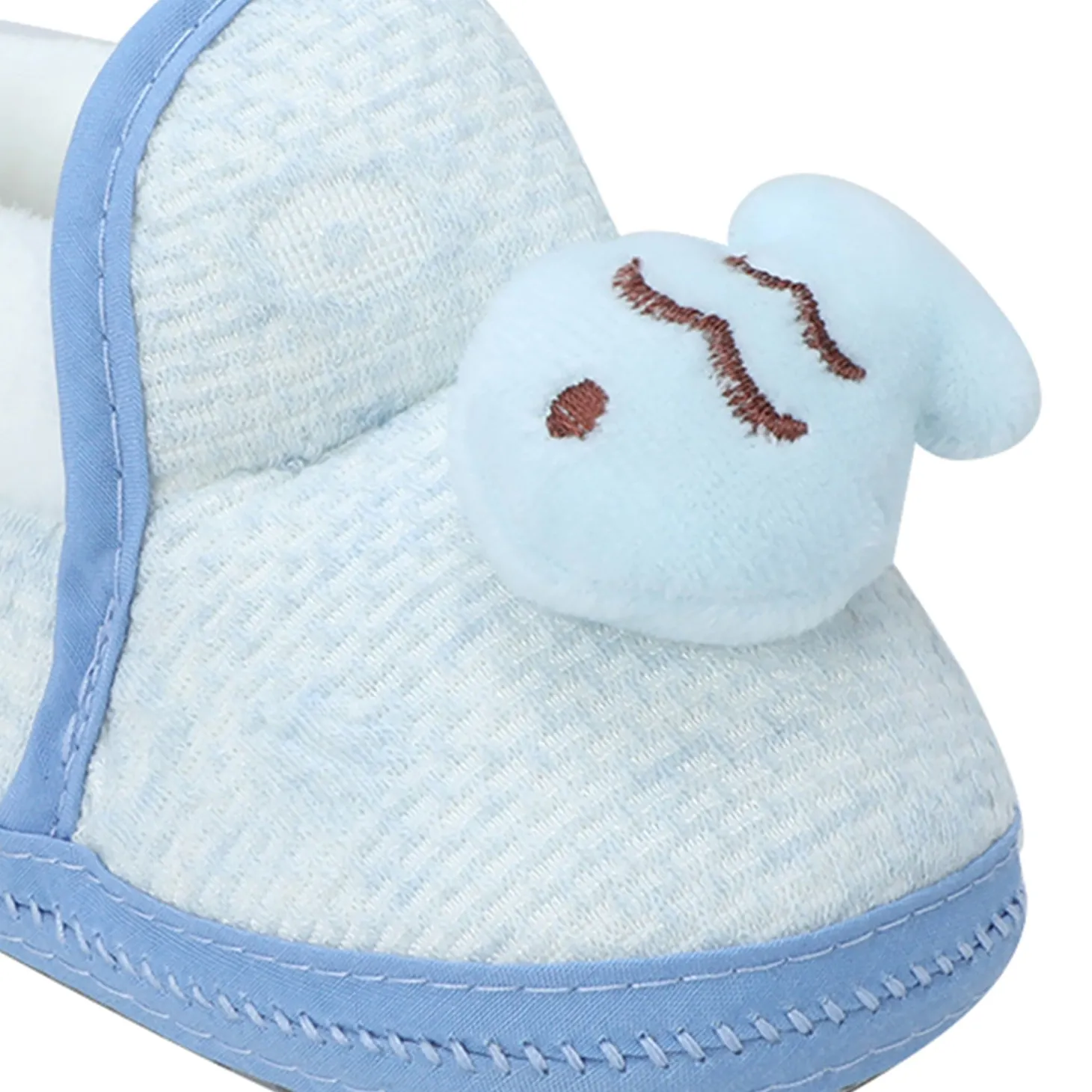 Baby Moo 3D Fish Soft Slip-On Anti-Skid Plush Warm Booties - Blue